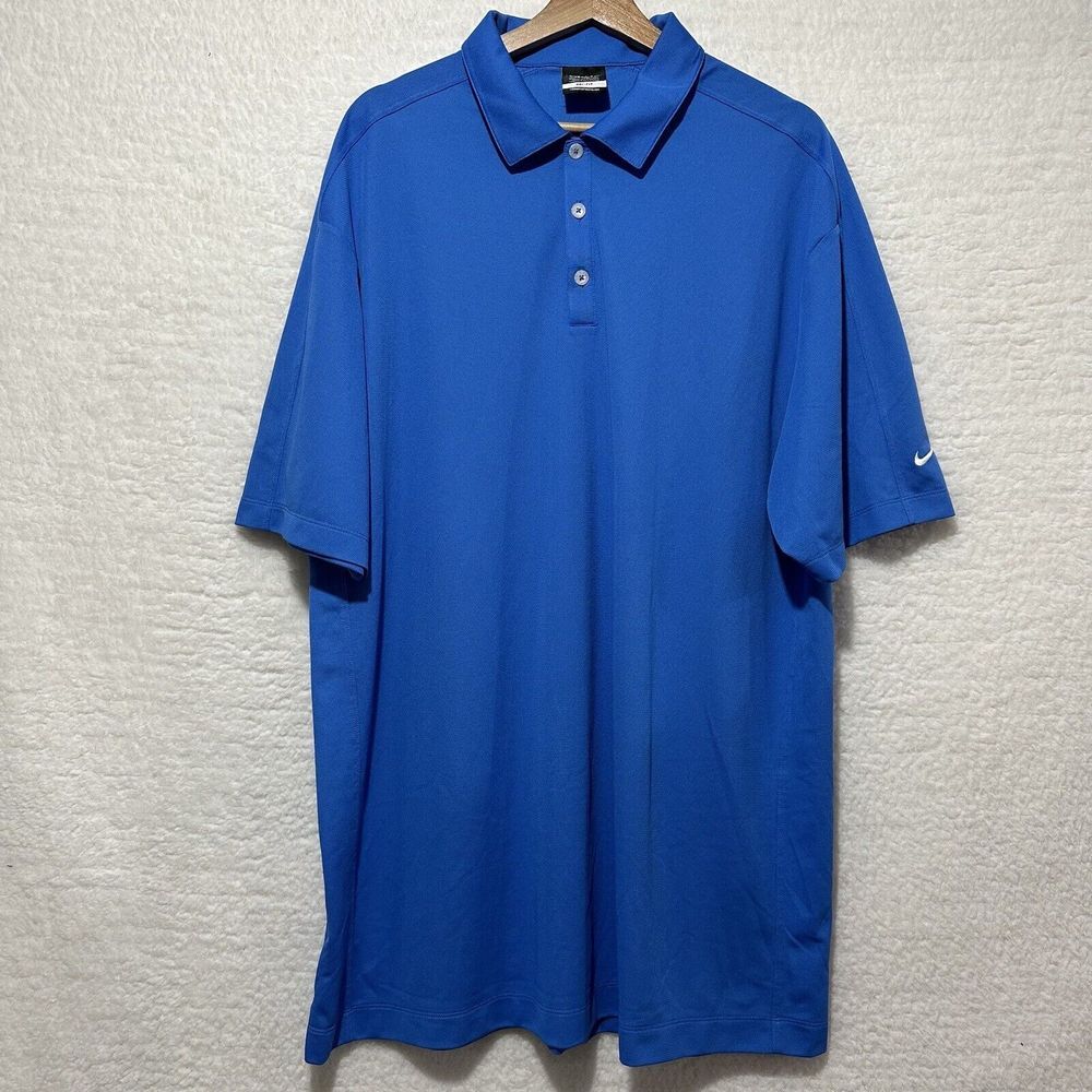 Nike Dri-Fit Athletic Golf Polo Shirt Blue Short Sleeve Activewear XXL/TTG/EEG